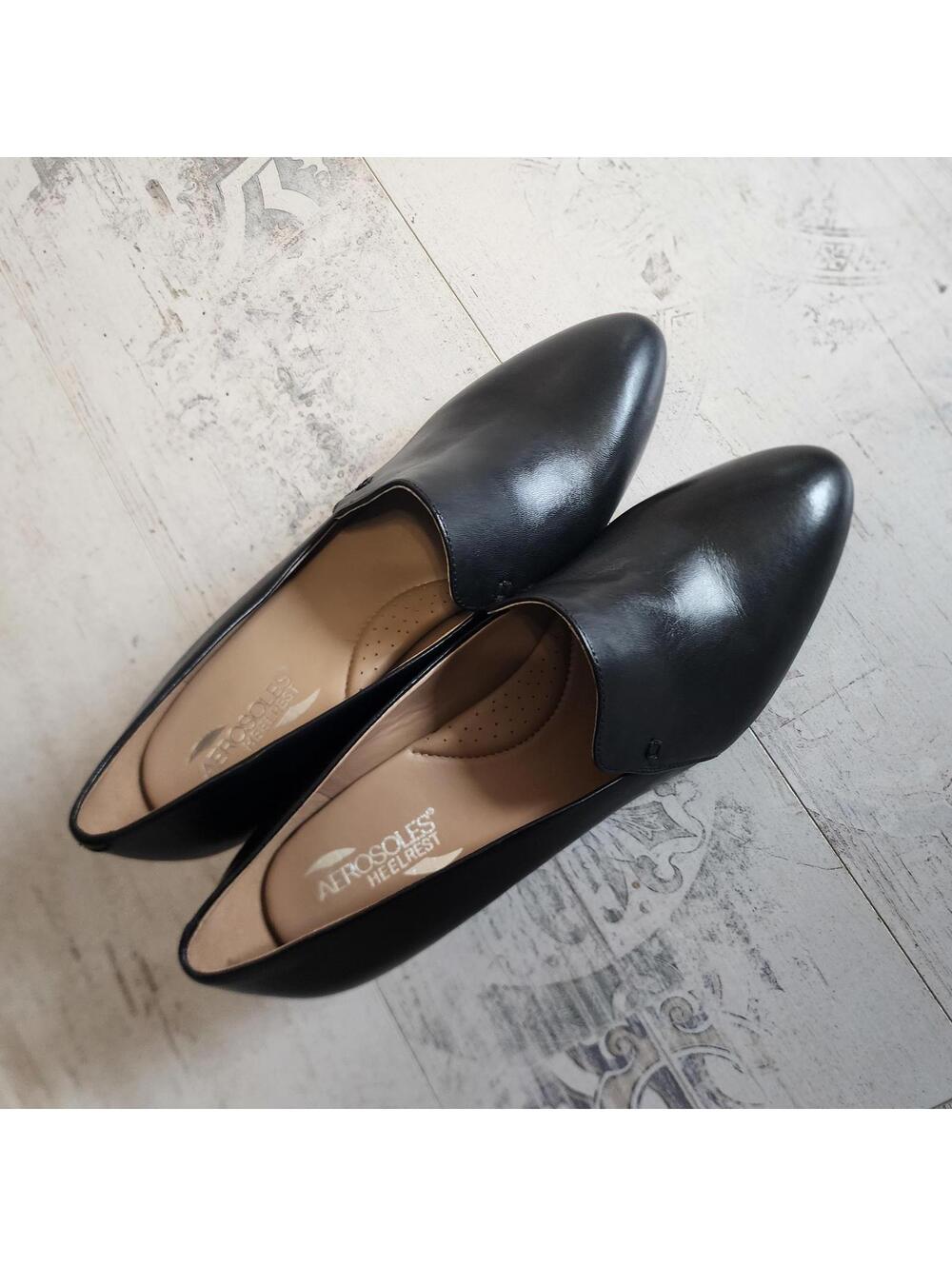 New Aerosoles heelrest 10 black leather wedge dress shoe heel adoarble
